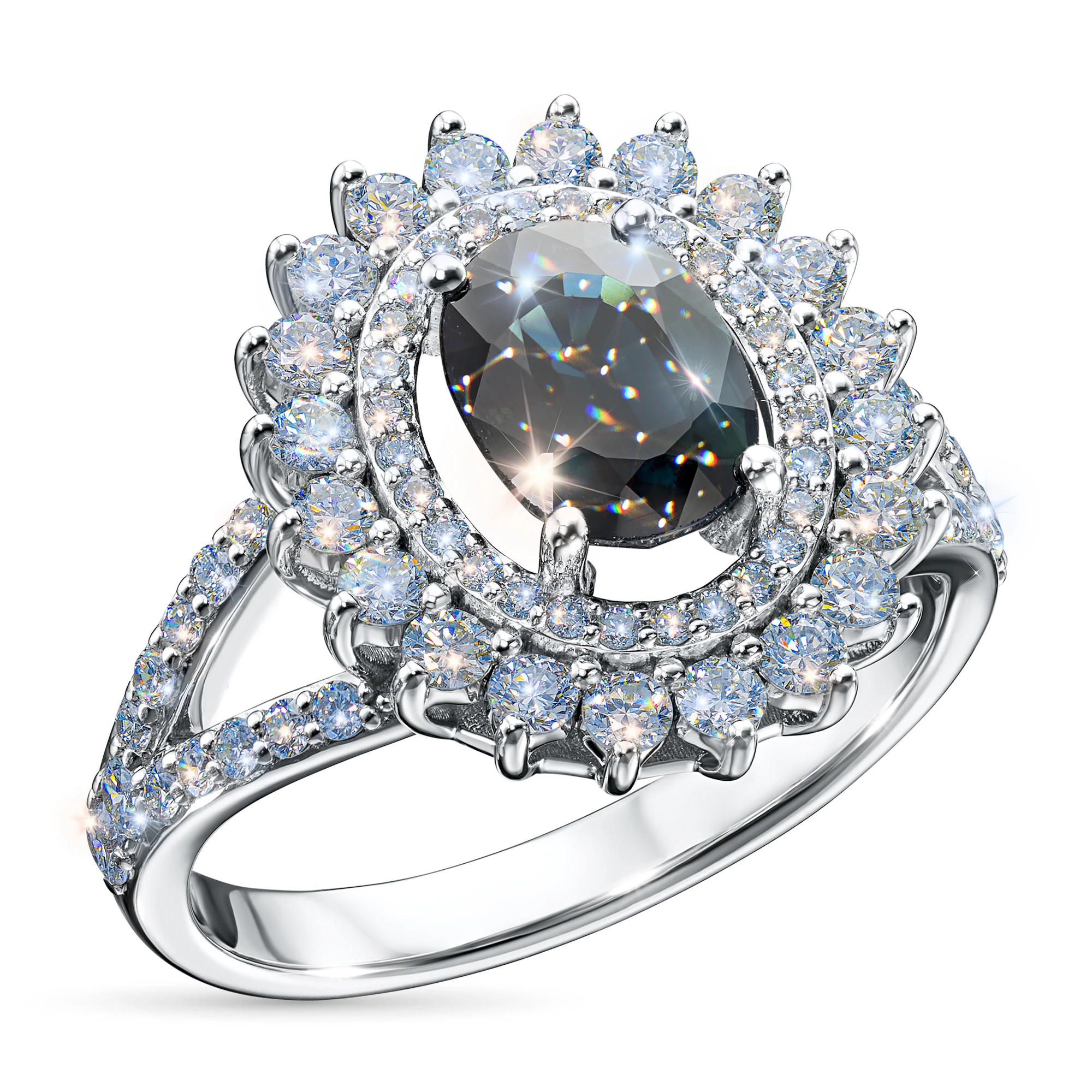 

Кольцо из белого золота с сапфиром и бриллиантами э4737кц08220453, э4737кц08220453