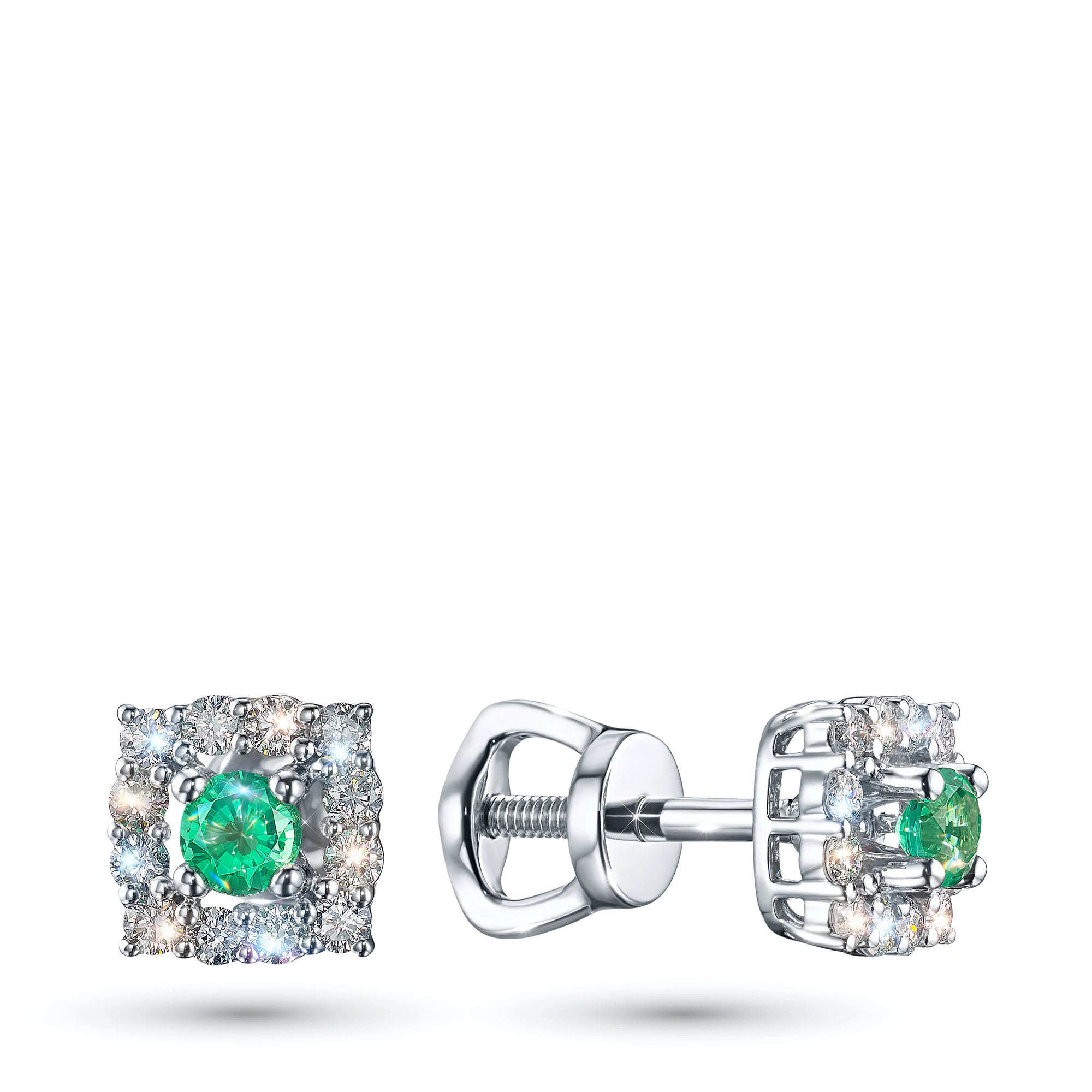 Пусеты из серебра с изумрудами э0667пс12200951