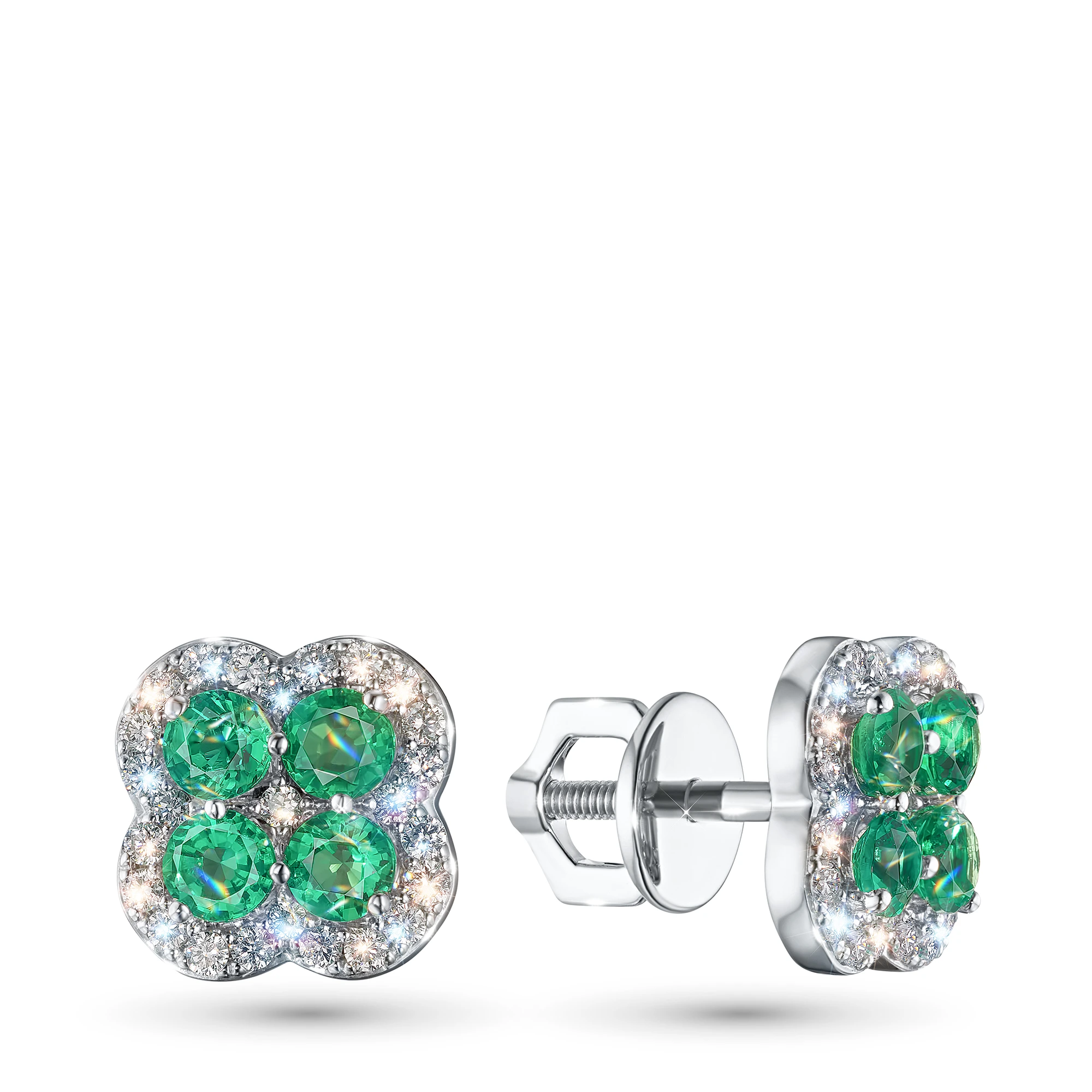 Пусеты из серебра с изумрудами э0667пс08190590