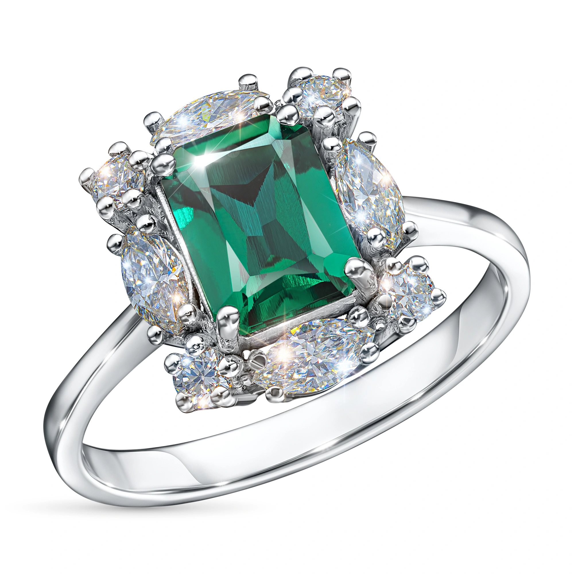 

Кольцо из белого золота с и изумрудом э4767кц10250361_white, э4767кц10250361_white