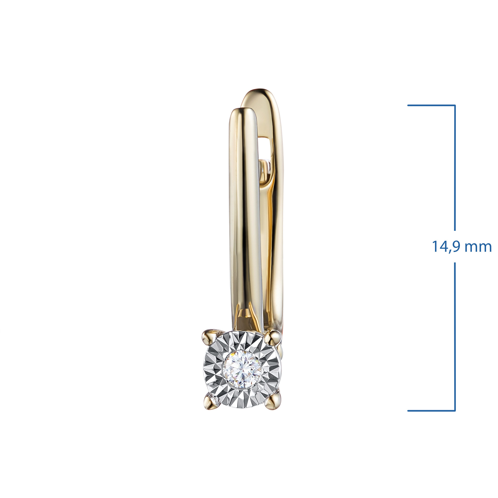 Серьги из комбинированного золота с бриллиантом э1001сг06200101 ЭПЛ Даймонд 2050015091812 - фото 3