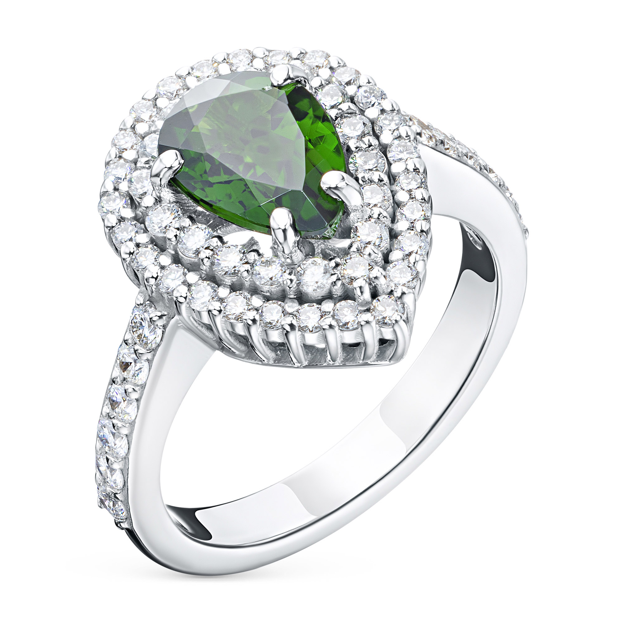 

Кольцо из белого золота с бриллиантами и хромдиопсидом э0936кц04210460, э0936кц04210460