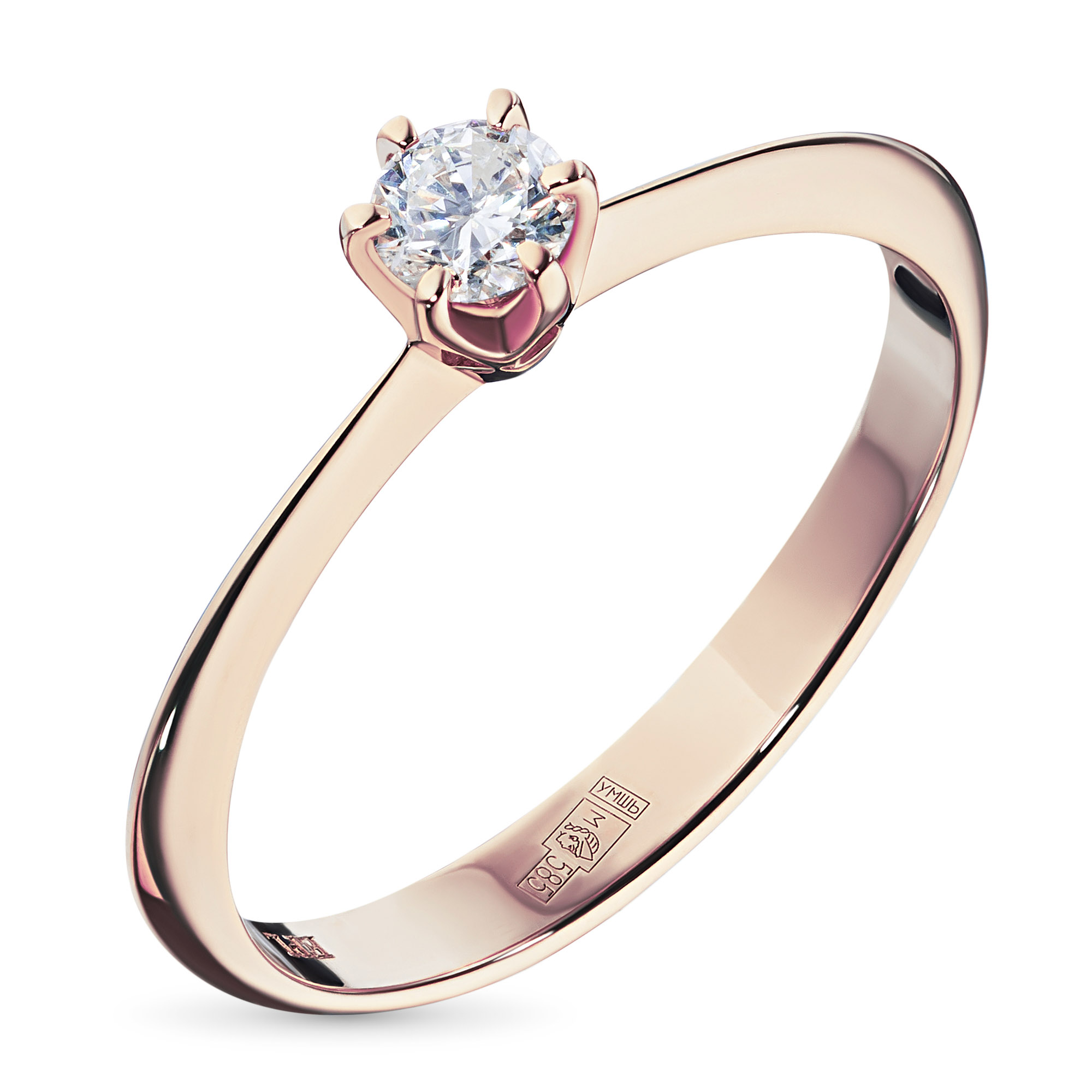 Кольцо из красного золота с бриллиантом э0201кц10151400