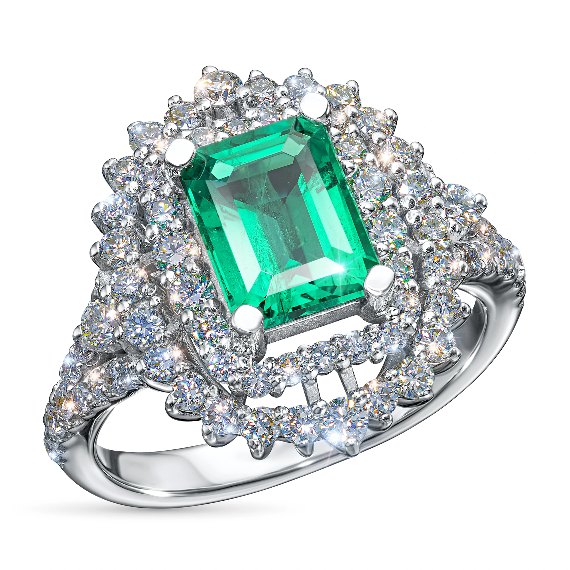 

Кольцо из белого золота с изумрудом э4767кц04210406, э4767кц04210406