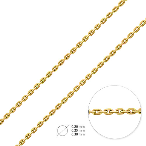 Цепь из желтого золота НЦ15-053d0,3 ЭПЛ Якутские Бриллианты, размер 55.0