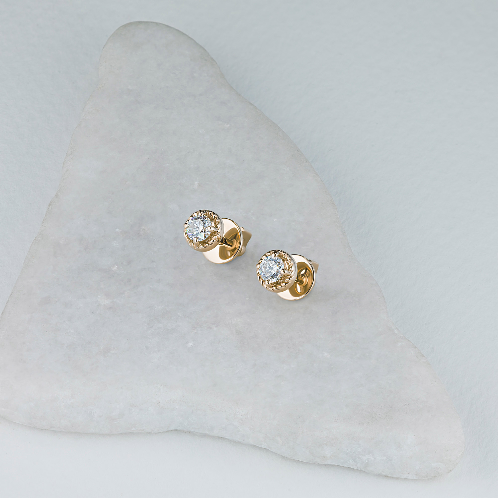 Пусеты из желтого золота с бриллиантами э0301пс02200214 ЭПЛ Даймонд 2050015232178 - фото 4