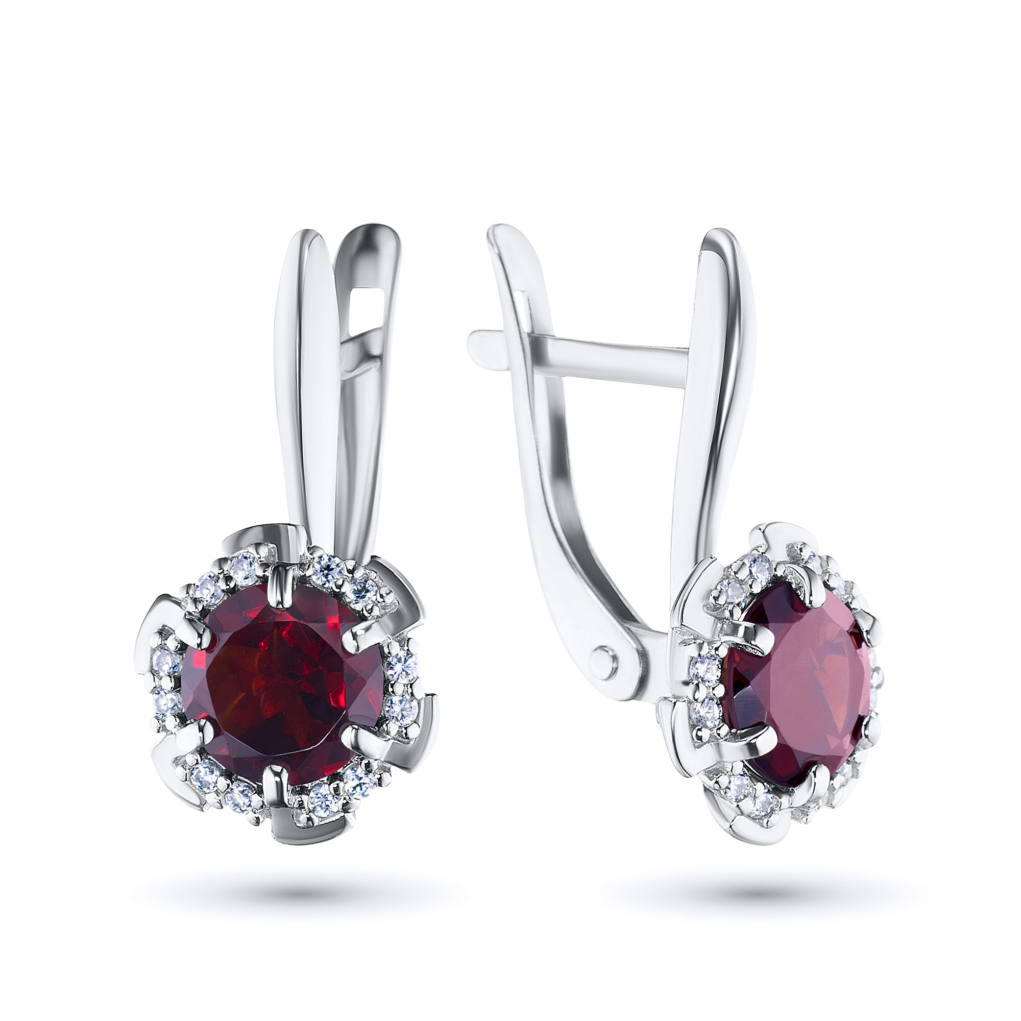 

Серьги из серебра с гранатом и фианитом э0606сг04200546, э0606сг04200546
