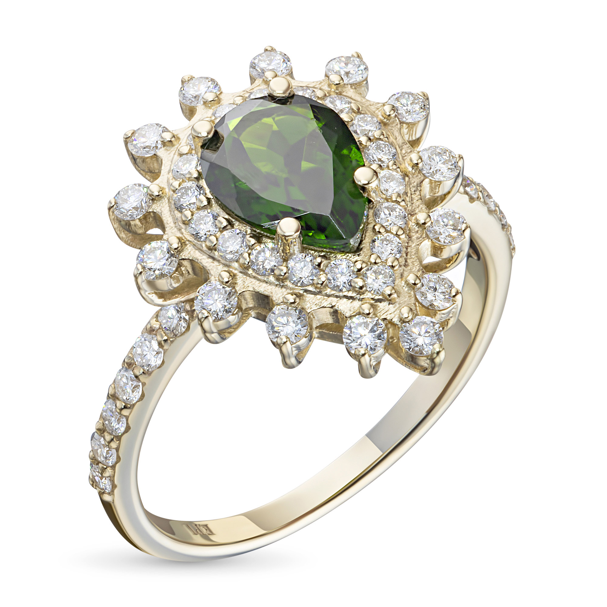 

Кольцо из желтого золота с бриллиантами и хромдиопсидом э0336кц01210452, э0336кц01210452