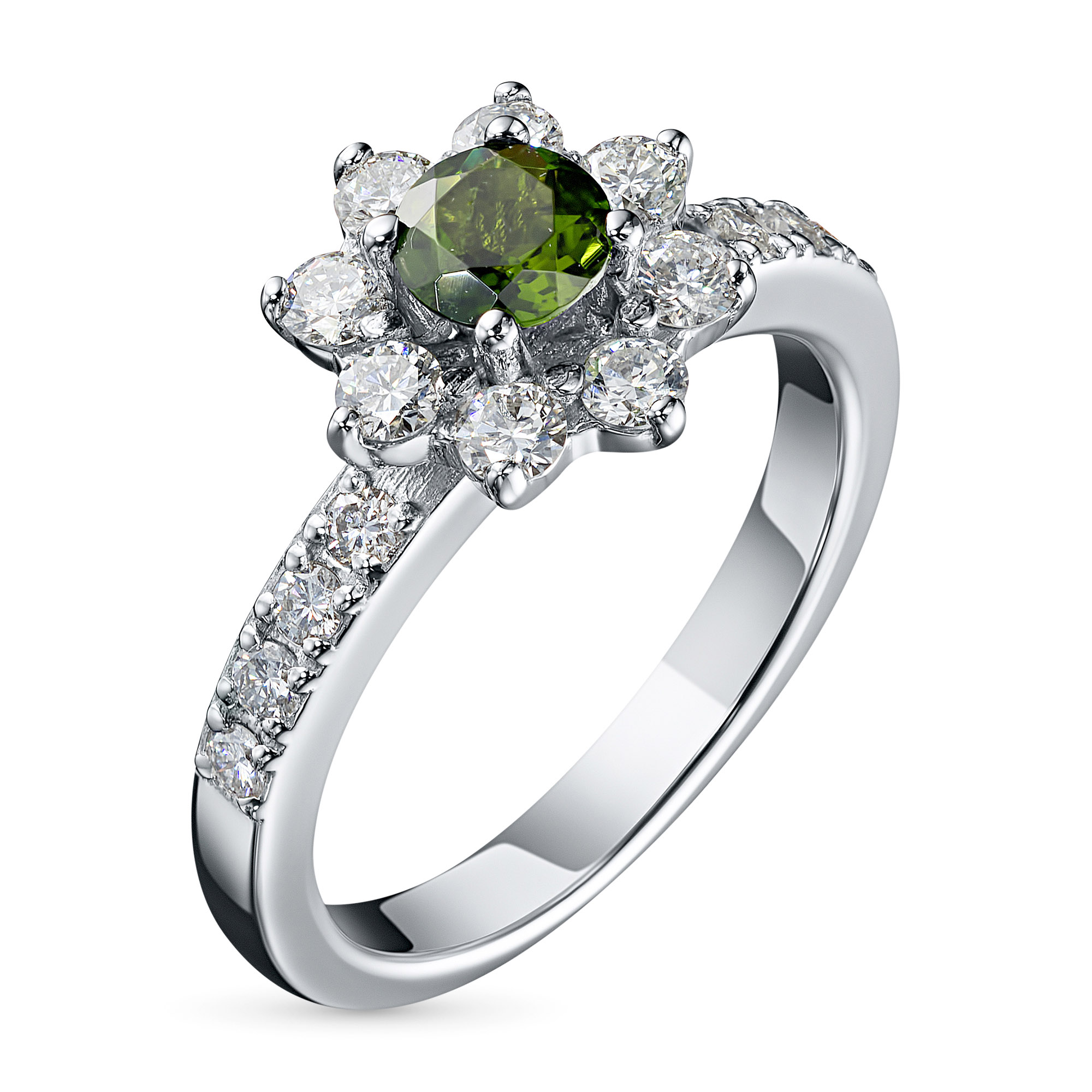 

Кольцо из белого золота с бриллиантами и хромдиопсидом э0915кц03160700, э0915кц03160700