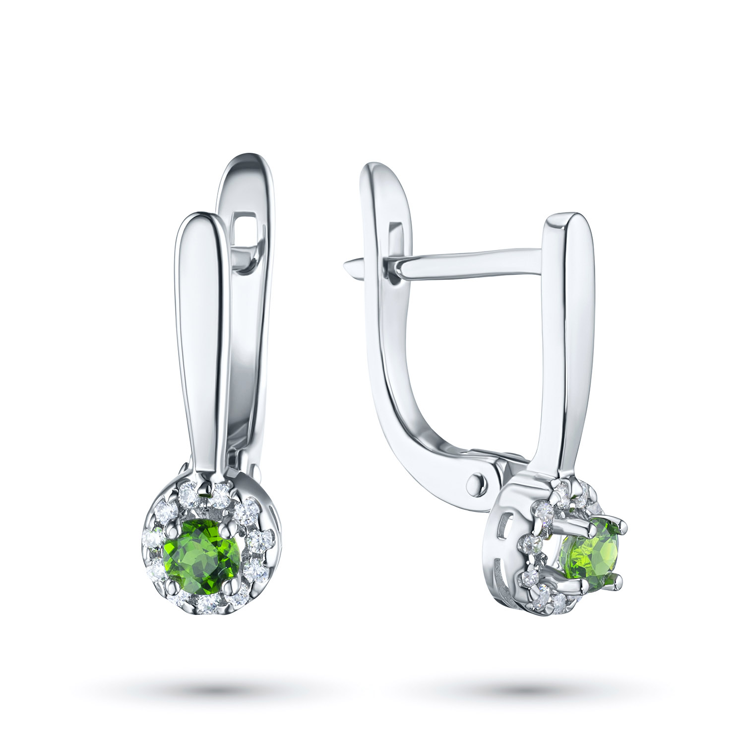 

Серьги из серебра с хромдиопсидом и фианитом э0654сг09196540, э0654сг09196540