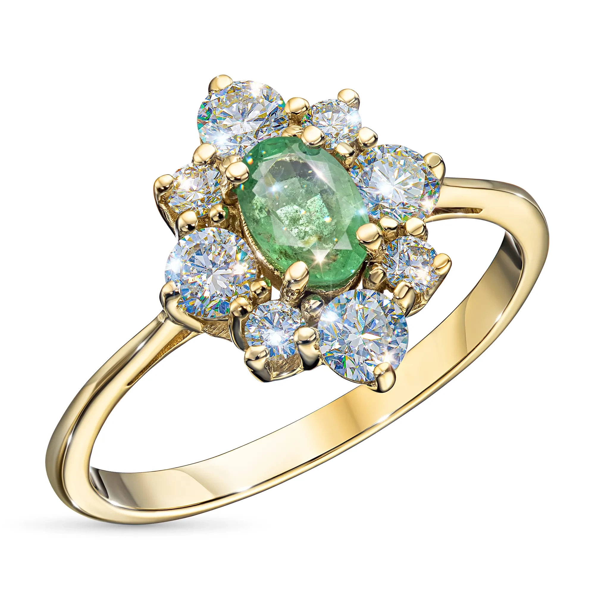 

Кольцо из желтого золота с бриллиантами и изумрудом э0338кц07250375, э0338кц07250375