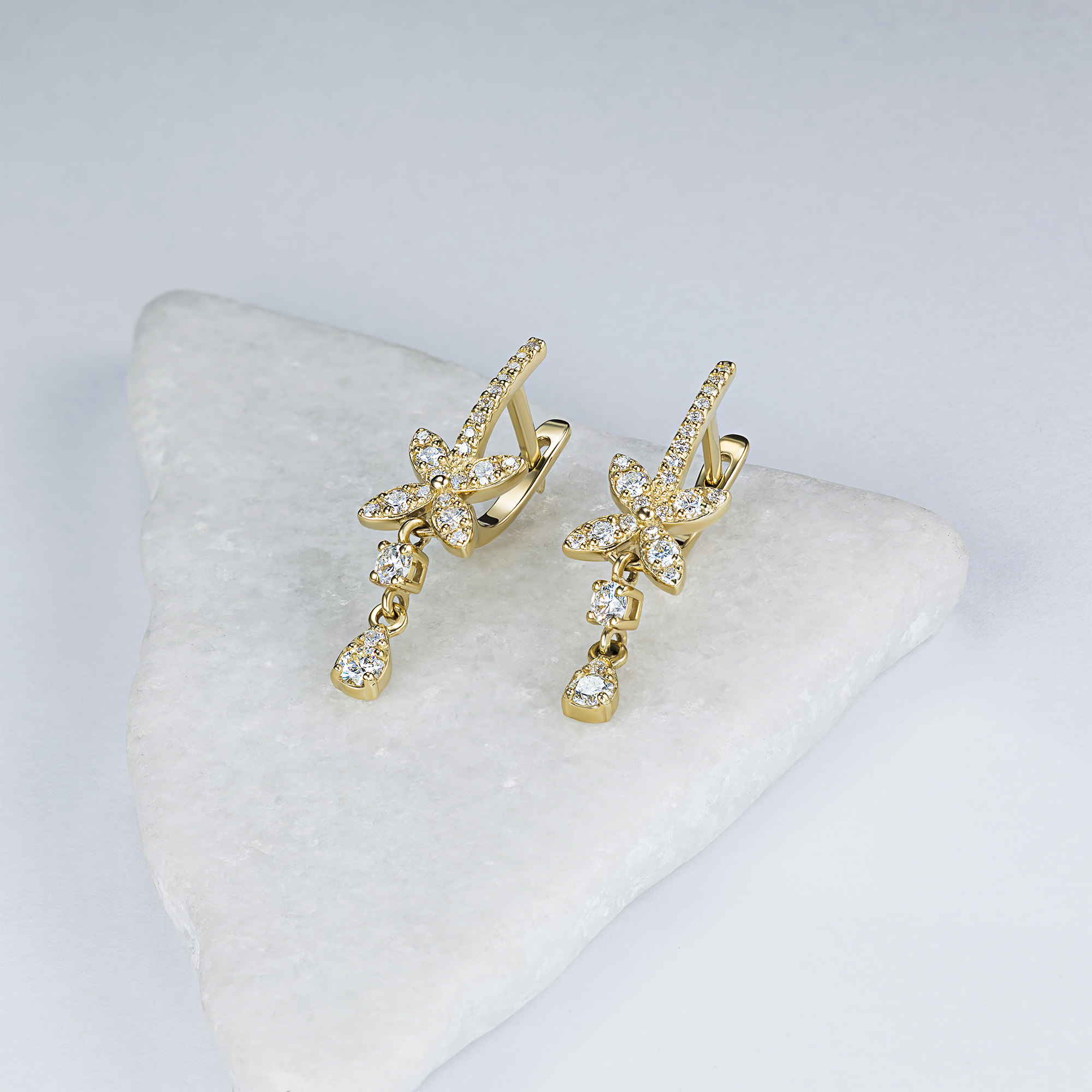 Серьги из желтого золота э0312сг04196200 ЭПЛ Даймонд, фото 4