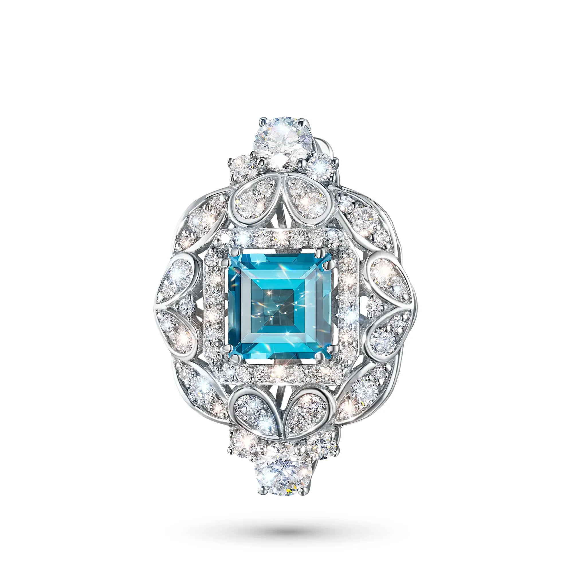 

Подвеска из белого золота с бриллиантами и топазом э4709пд09240352, э4709пд09240352