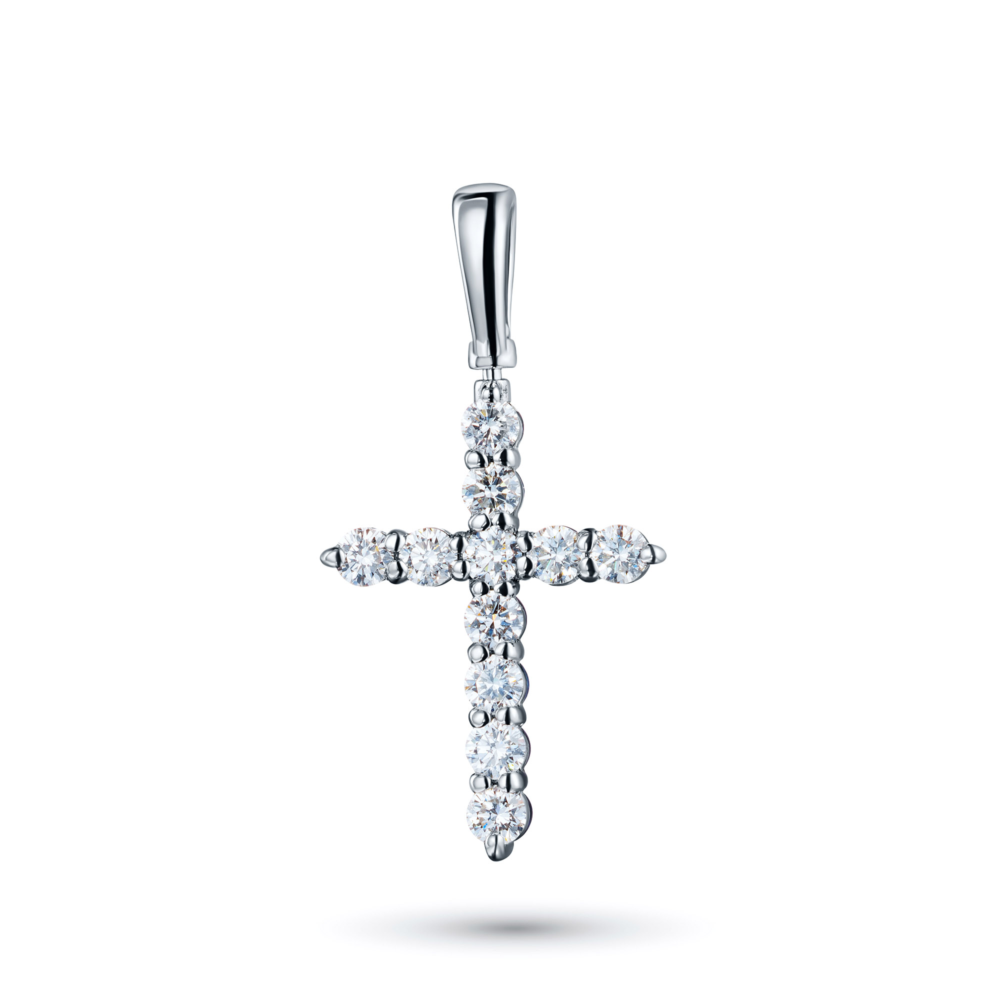 

Крестик двухсторонний из белого золота с сапфирами и бриллиантом э0937пд04210413, э0937пд04210413