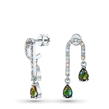 Пусеты из серебра с топазами и хромдиопсидами