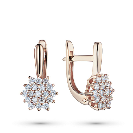 Серьги из красного золота с бриллиантами