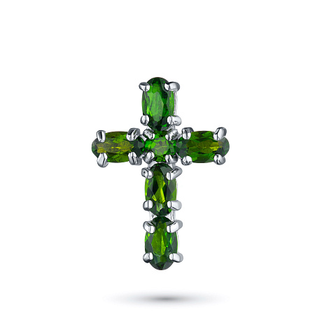 Подвеска из серебра с хромдиопсидами