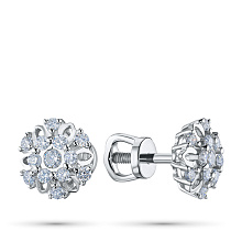 Пусеты из серебра c бриллиантами выращенными