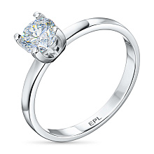 Классическое кольцо из белого золота с бриллиантом