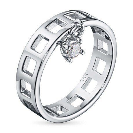 Обручальное кольцо из серебра с бриллиантом