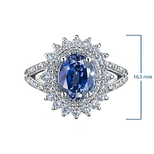 Кольцо из белого золота с сапфиром и бриллиантами