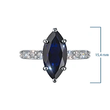 Кольцо из белого золота с и сапфиром и бриллиантами