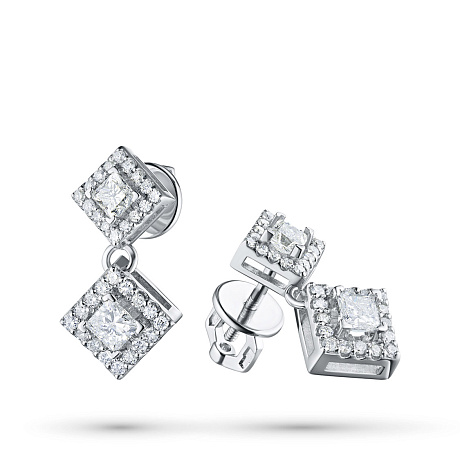 Пусеты из белого золота с бриллиантами