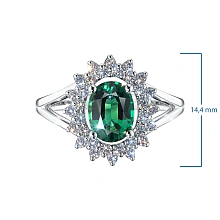 Кольцо из белого золота с изумрудом и бриллиантами
