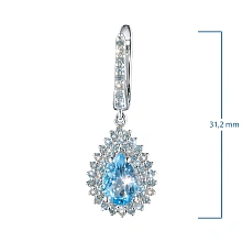 Серьги из белого золота с топазами и бриллиантами