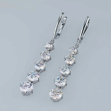 Серьги из белого золота c бриллиантами выращенными