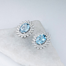 Серьги из белого золота с топазами и бриллиантами (изготовление)