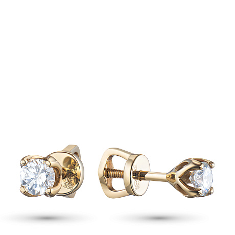 Пусеты из желтого золота с бриллиантами