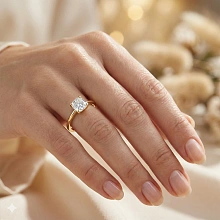 Классическое кольцо из желтого золота с бриллиантом