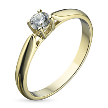 Классическое кольцо из желтого золота с бриллиантом