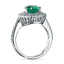 Кольцо из белого золота с изумрудом и бриллиантами