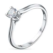 Классическое кольцо из серебра с бриллиантом