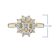 Классическое кольцо из желтого золота c бриллиантами