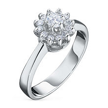 Классическое кольцо из белого золота с бриллиантами