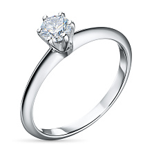 Классическое кольцо из белого золота с бриллиантом