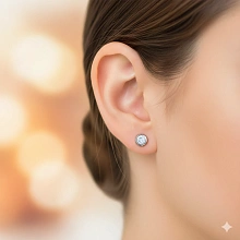 Пусеты из серебра с бриллиантом