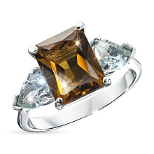 Кольцо из серебра с цитрином и топазами