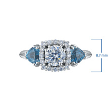 Кольцо из белого золота с и топазами и бриллиантами