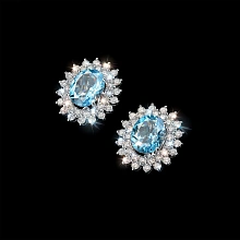 Серьги из белого золота с топазами и бриллиантами выращенными