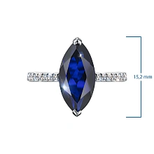 Кольцо из белого золота с и сапфиром и бриллиантами