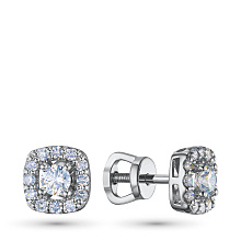 Пусеты из серебра c бриллиантами