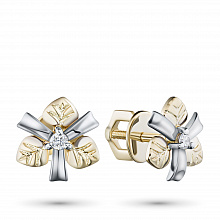 Пусеты из комбинированного золота с бриллиантами (изготовление)