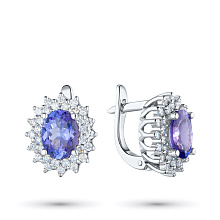 Серьги из белого золота с танзанитом и бриллиантом (изготовление)