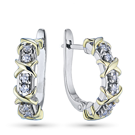 Серьги из комбинированного золота с бриллиантами