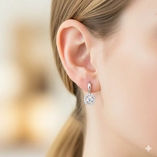 Серьги из серебра c бриллиантами