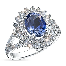 Кольцо из белого золота с сапфиром и бриллиантами